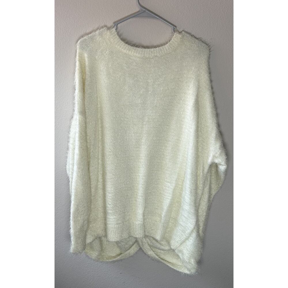 Very J oversized soft tie long sleeve white cream sweater size 2X cozy oversized - Picture 5 of 6